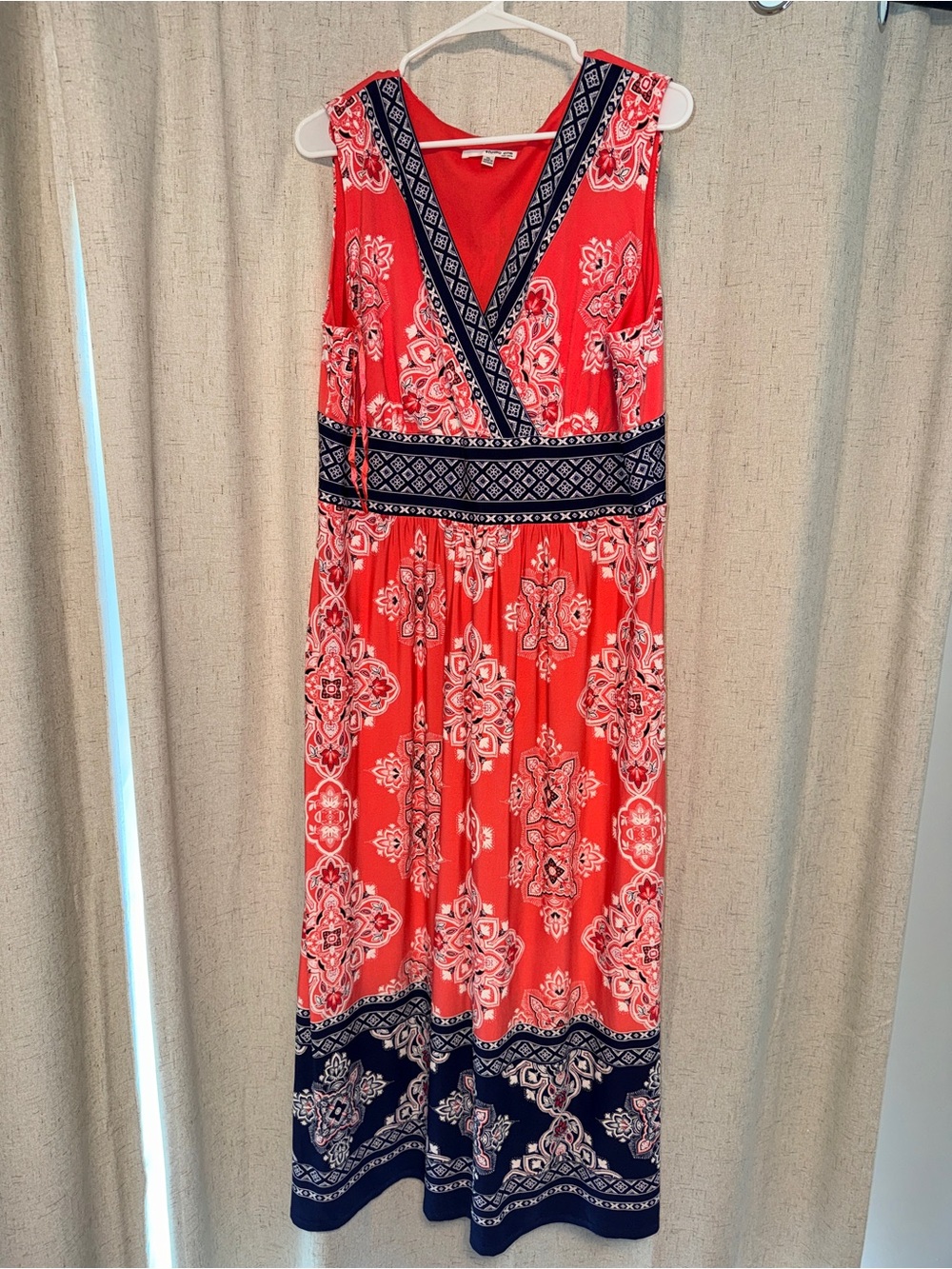 Studio One Red Maxi Dress with Navy Trim